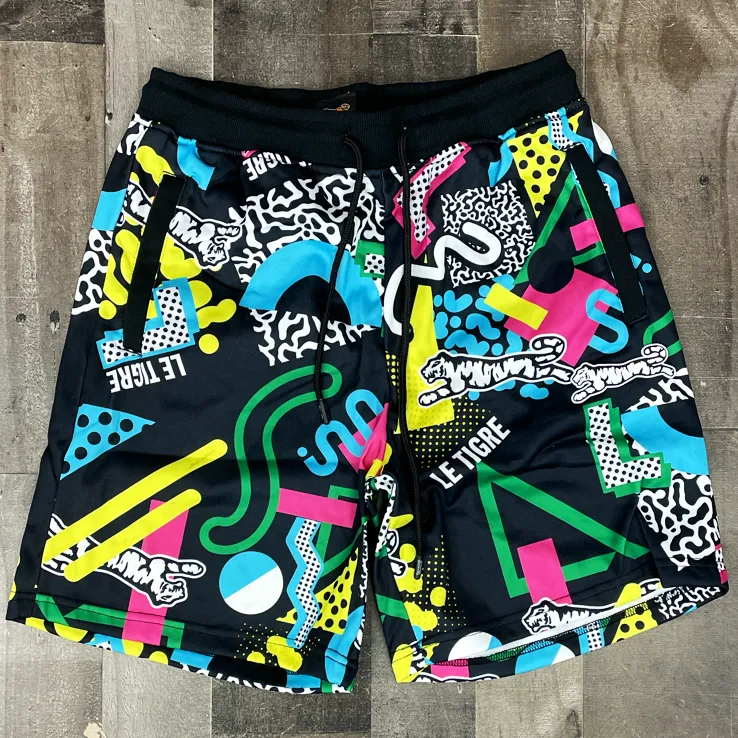Tiger print track shorts