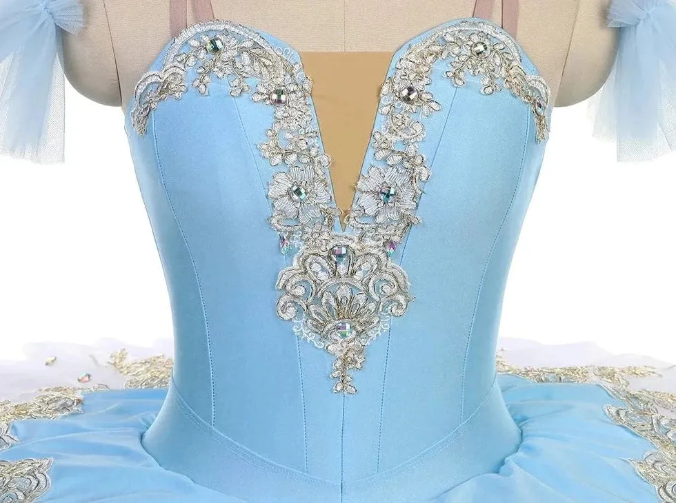 #TT528 New!! Pancake Pre-Professional Ballet Tutu with  Gold Trim For Performance