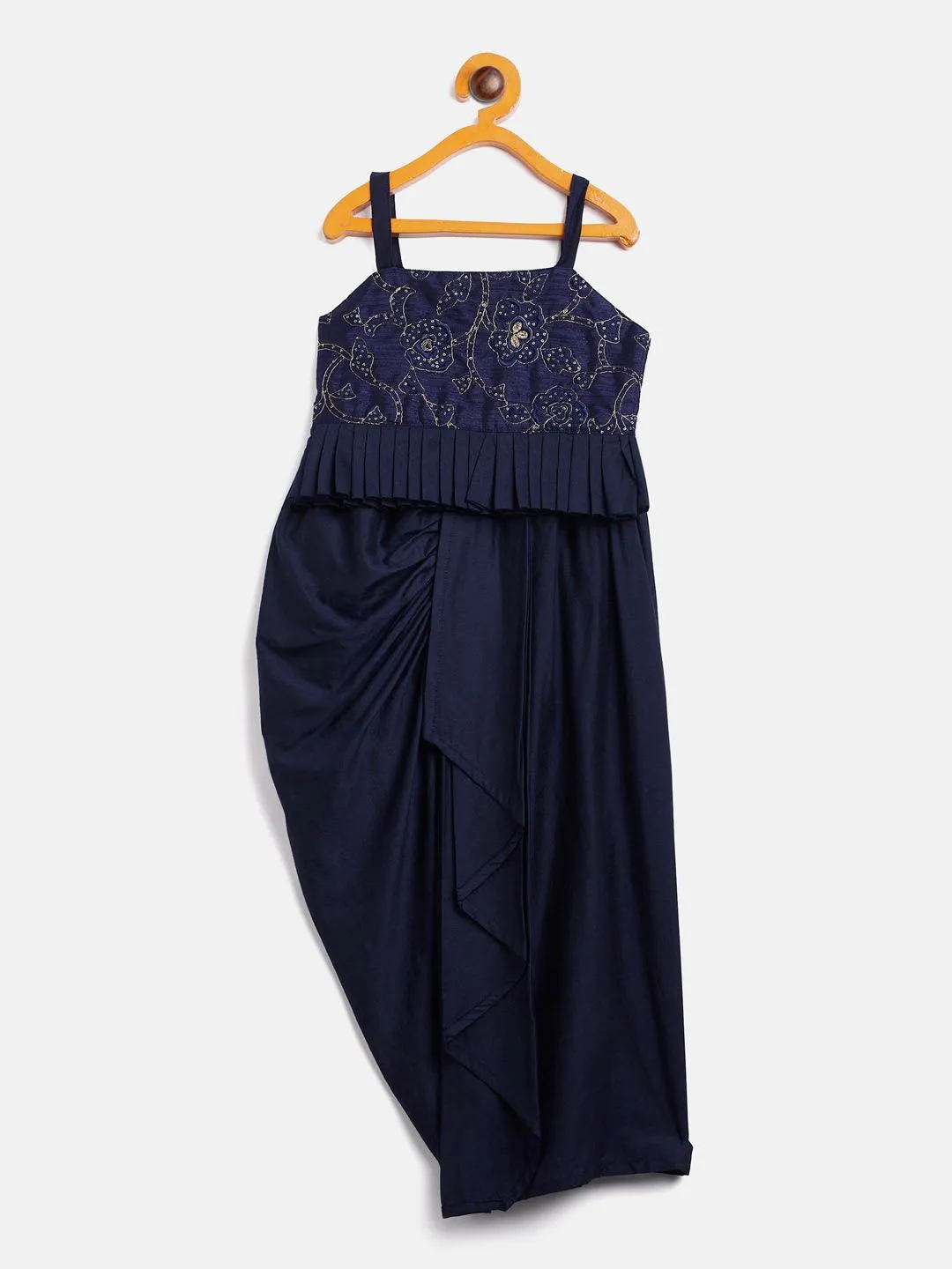 VASTRAMAY SISHU Navy Blue Draped Skirt Set