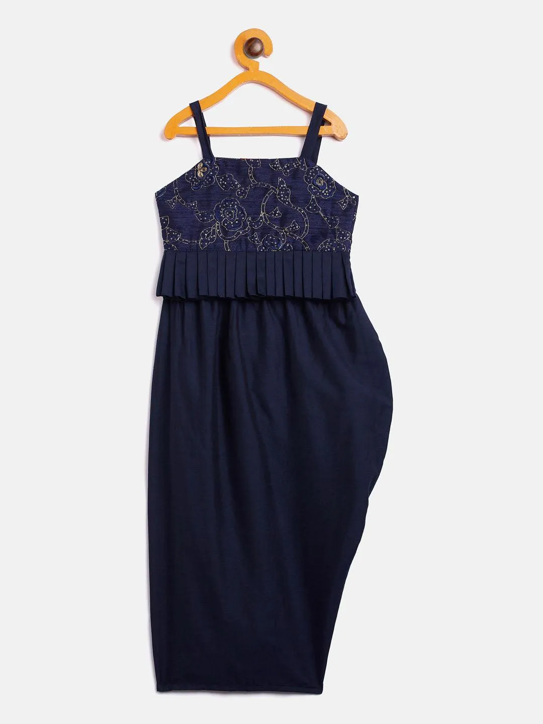 VASTRAMAY SISHU Navy Blue Draped Skirt Set