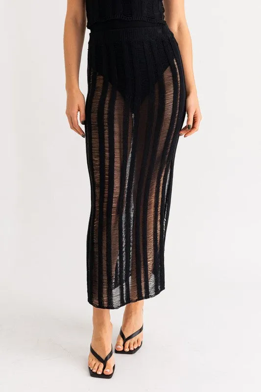 Wild Child Black Cut Out Midi Skirt