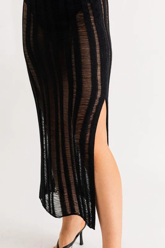 Wild Child Black Cut Out Midi Skirt