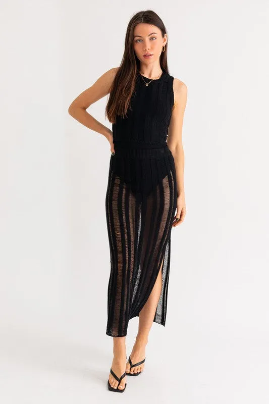 Wild Child Black Cut Out Midi Skirt